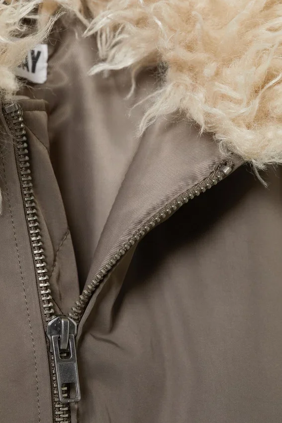 Faux Fur Collar Bomber Jacket – Dark Mole Faux Fur Collar Bomber Jacket – Dark Mole