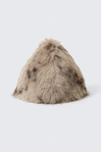 Faux Fur Cone Hat – Beige