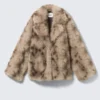 Faux Fur Jacket – Beige/Brown Leopard Pattern