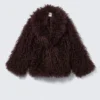 Faux Fur Jacket – Burgundy Faux Fur Jacket – Burgundy