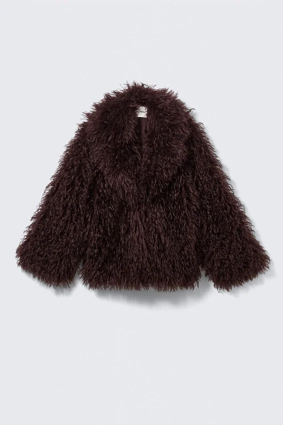 Faux Fur Jacket – Burgundy Faux Fur Jacket – Burgundy