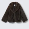 Faux Fur Jacket – Dark Brown Faux Fur Jacket – Dark Brown