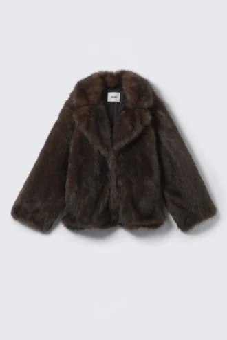 Faux Fur Jacket – Dark Brown