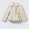 Faux Fur Peplum Jacket – Off-White Faux Fur Peplum Jacket – Off-White