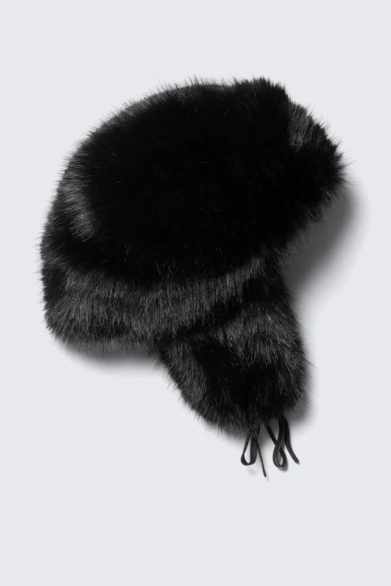 Faux Fur Trapper Hat – Black Faux Fur Trapper Hat – Black