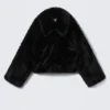 Faux Fur Zip Jacket – Black Faux Fur Zip Jacket – Black