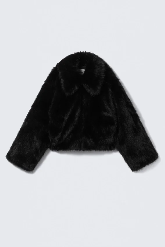 Faux Fur Zip Jacket – Black Faux Fur Zip Jacket – Black