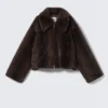 Faux Fur Zip Jacket – Dark Brown Faux Fur Zip Jacket – Dark Brown