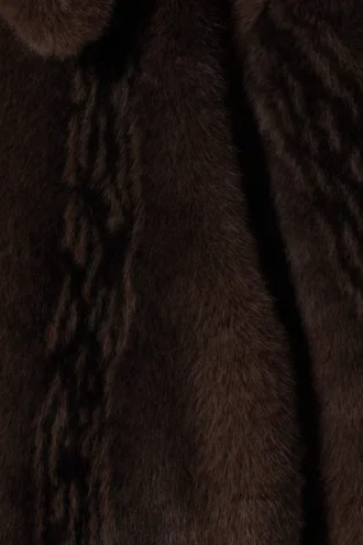 Faux Fur Zip Jacket – Dark Brown