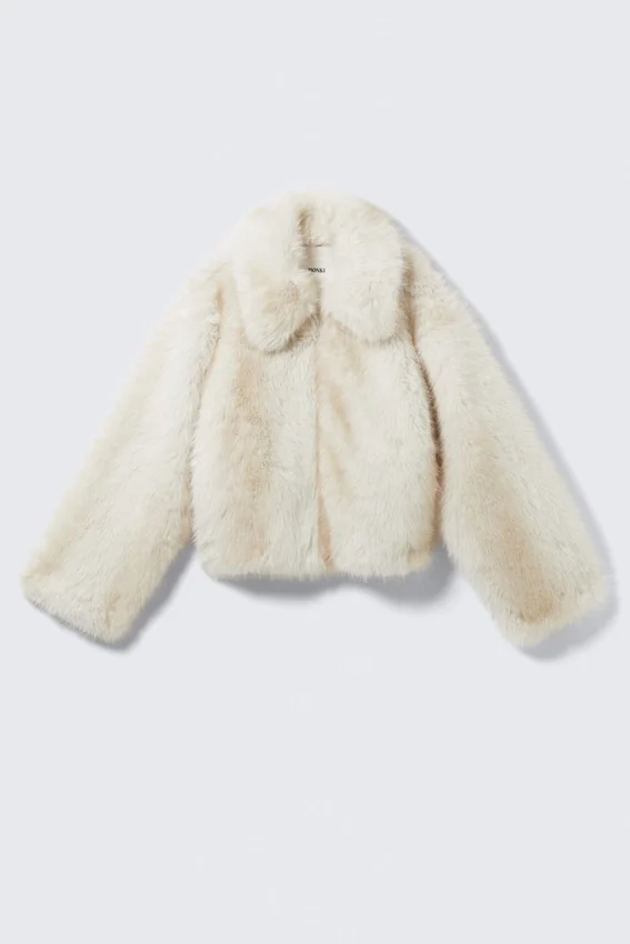 Faux Fur Zip Jacket – Off-White Faux Fur Zip Jacket – Off-White
