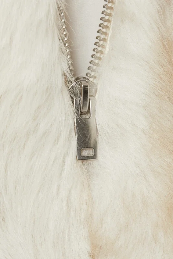 Faux Fur Zip Jacket – Off-White Faux Fur Zip Jacket – Off-White