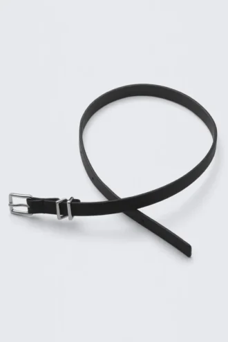 Faux Leather Buckle Necklace – Black