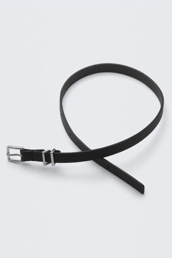 Faux Leather Buckle Necklace – Black Faux Leather Buckle Necklace – Black