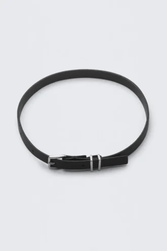 Faux Leather Buckle Necklace – Black