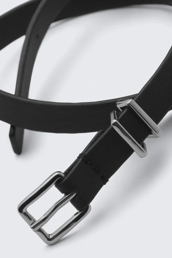 Faux Leather Buckle Necklace – Black Faux Leather Buckle Necklace – Black