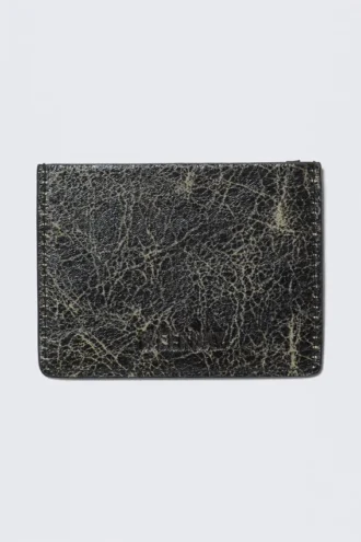 Faux Leather Card Holder – Cracked Black