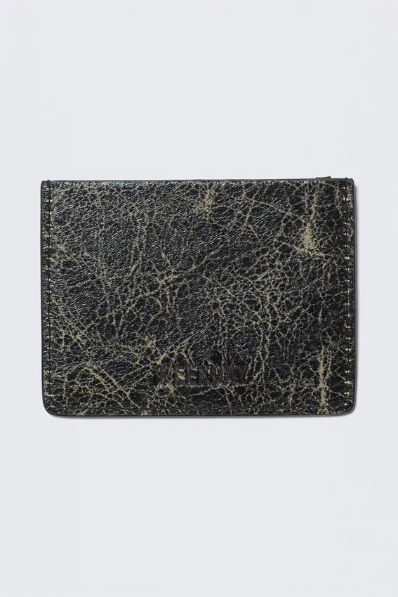 Faux Leather Card Holder – Cracked Black Faux Leather Card Holder – Cracked Black