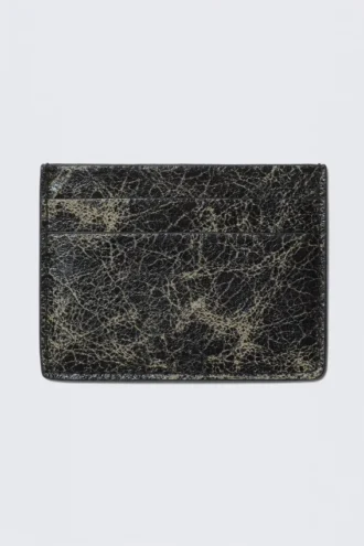 Faux Leather Card Holder – Cracked Black