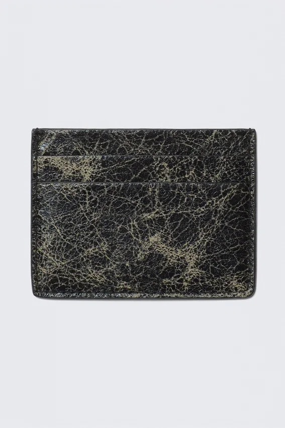 Faux Leather Card Holder – Cracked Black Faux Leather Card Holder – Cracked Black