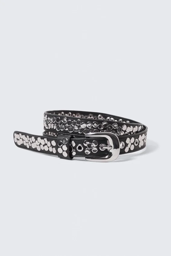 Faux Leather Layered Stud Belt – Black Faux Leather Layered Stud Belt – Black