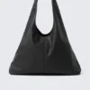 Faux Leather Slouchy Shoulder Bag – Black Faux Leather Slouchy Shoulder Bag – Black