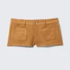 Faux Suede Mini Shorts – Brown Faux Suede Mini Shorts – Brown