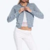 Fine Knitted Cotton Cardigan – Blue Stripe Fine Knitted Cotton Cardigan – Blue Stripe