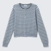 Fine Knitted Cotton Cardigan – Blue Stripe Fine Knitted Cotton Cardigan – Blue Stripe