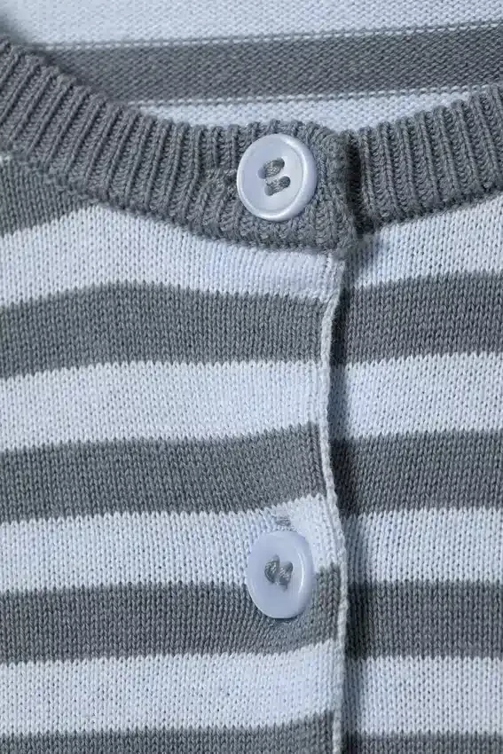 Fine Knitted Cotton Cardigan – Blue Stripe Fine Knitted Cotton Cardigan – Blue Stripe