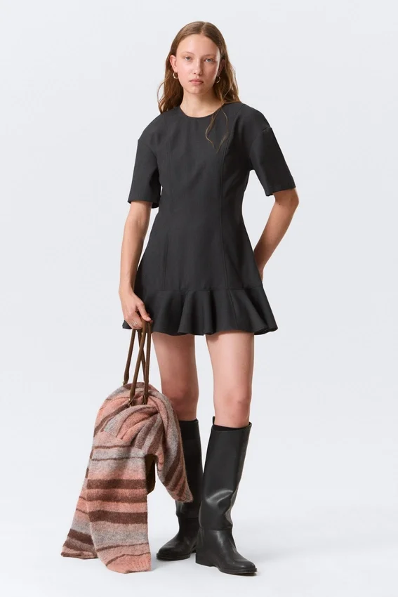 Fit-And-Flare Mini Dress – Dark Grey Fit-And-Flare Mini Dress – Dark Grey