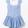 Fit and Flare Mini Dress – Striped Blue & Pink Fit and Flare Mini Dress – Striped Blue & Pink