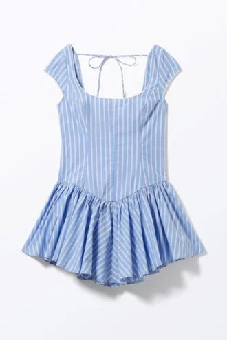 Fit and Flare Mini Dress – Striped Blue & Pink