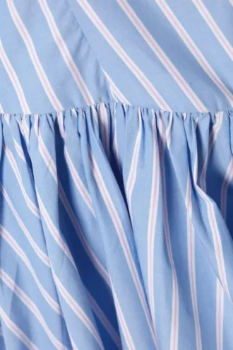 Fit and Flare Mini Dress – Striped Blue & Pink