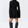 Fit-And-Flare Mini Shirt Dress – Black Fit-And-Flare Mini Shirt Dress – Black