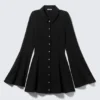 Fit-And-Flare Mini Shirt Dress – Black Fit-And-Flare Mini Shirt Dress – Black