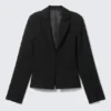 Fitted Blazer with Vented Sleeves – Black Fitted Blazer with Vented Sleeves – Black