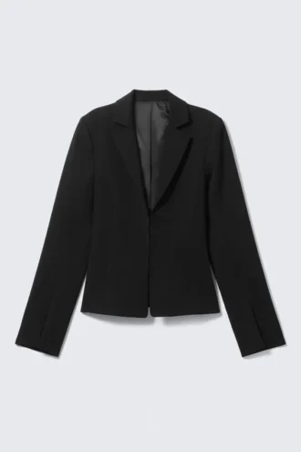 Fitted Blazer with Vented Sleeves – Black