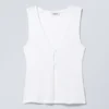Fitted Button Vest Top – White Fitted Button Vest Top – White