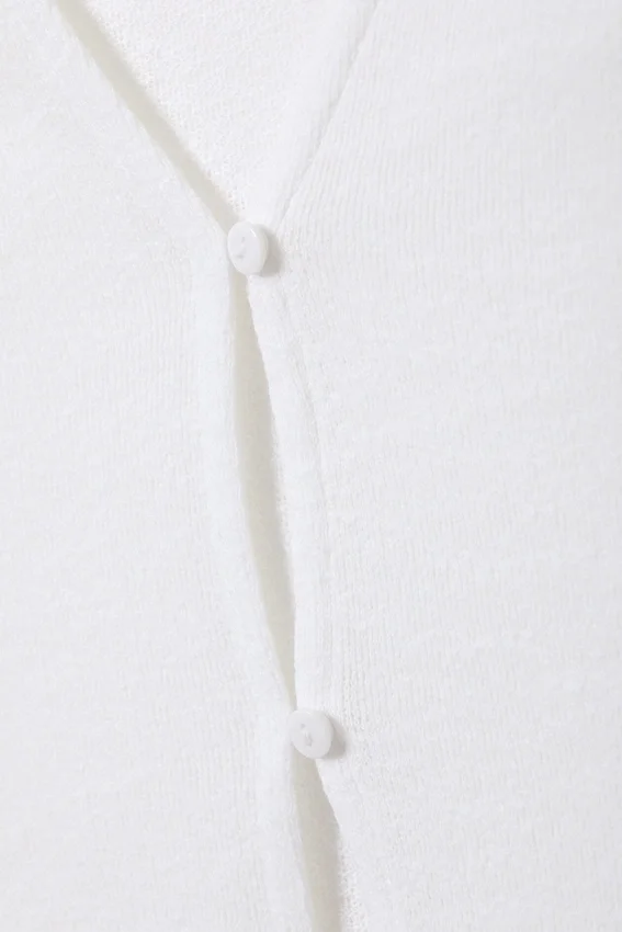 Fitted Button Vest Top – White Fitted Button Vest Top – White