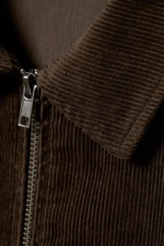 Fitted Corduroy Zip-Up Jacket – Brown Corduroy