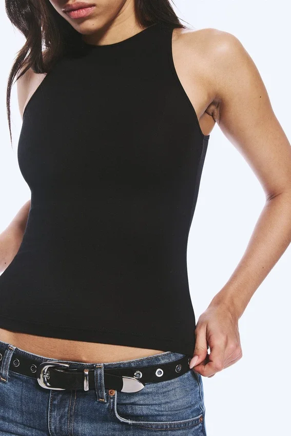Fitted Cotton Jersey Tank Top – Black Fitted Cotton Jersey Tank Top – Black