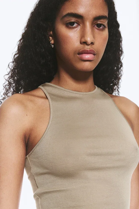 Fitted Cotton Jersey Tank Top – Light Mole Fitted Cotton Jersey Tank Top – Light Mole
