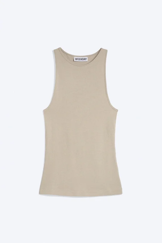 Fitted Cotton Jersey Tank Top – Light Mole Fitted Cotton Jersey Tank Top – Light Mole