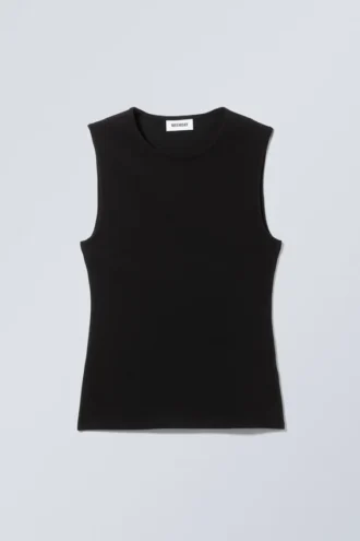Fitted Cotton Tank Top – Black