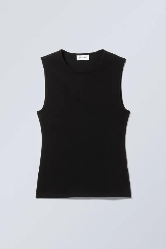 Fitted Cotton Tank Top – Black Fitted Cotton Tank Top – Black