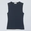 Fitted Cotton Tank Top – Dark Blue Fitted Cotton Tank Top – Dark Blue