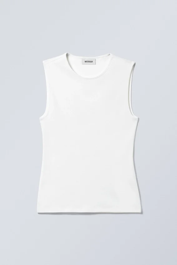 Fitted Cotton Tank Top – White Fitted Cotton Tank Top – White