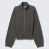 Fitted Cotton Track Jacket – Dark Grey Fitted Cotton Track Jacket – Dark Grey