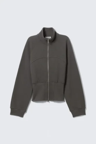 Fitted Cotton Track Jacket – Dark Grey