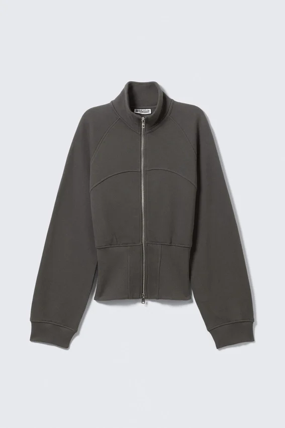 Fitted Cotton Track Jacket – Dark Grey Fitted Cotton Track Jacket – Dark Grey